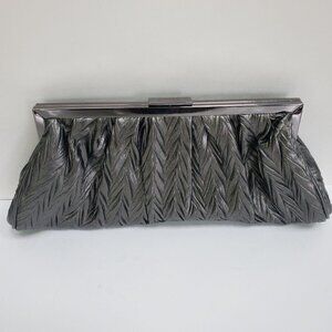 Jessica Mcclintock Vintage Gunmetal Satin Clutch With Chain